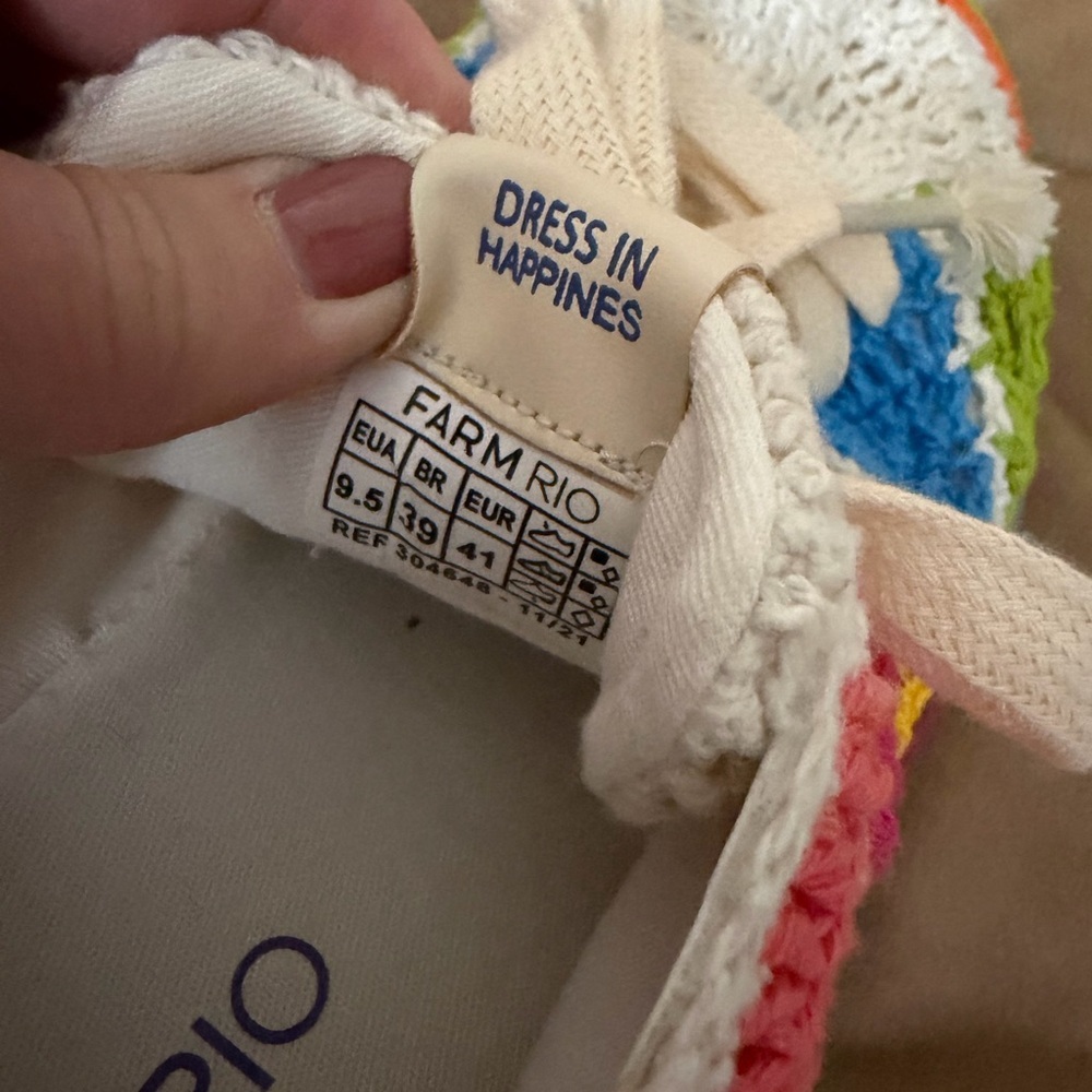 Farm Rio Crochet Rainbow Sneakers 39 8/8.5 - Picture 5 of 5